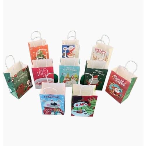 10pcs 2021 new year Small Christmas Gift Bag package Paper Gift Box For Jewelry Birthday Decoration Party Supply