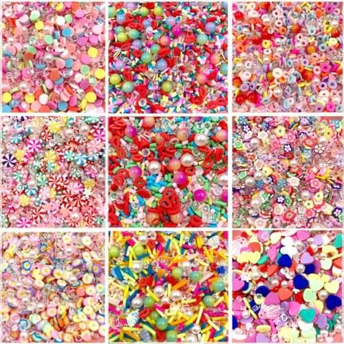 100g Colorful Polymer Hot Clay Sprinkles Rhinestone Pearl Clay Sprinkles for Crafts DIY Tiny Cute plastic klei Accessories 2-6mm