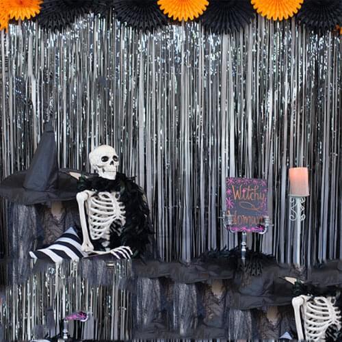 13 Pcs Manufacturer Directly Provides Halloween Rain Curtain Party Holiday Decoration Layout Pulls The Black Rain Curtain 2021