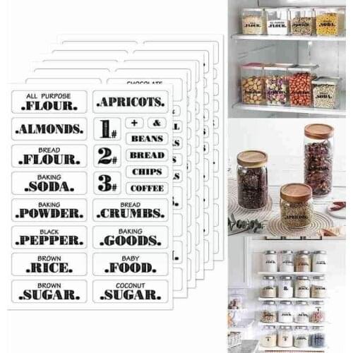 Waterproof Transparent Food Label Stickers Self-Adhesive Pantry Stickers Resistant Organization Kitchen Label Home Stickers P1U3
