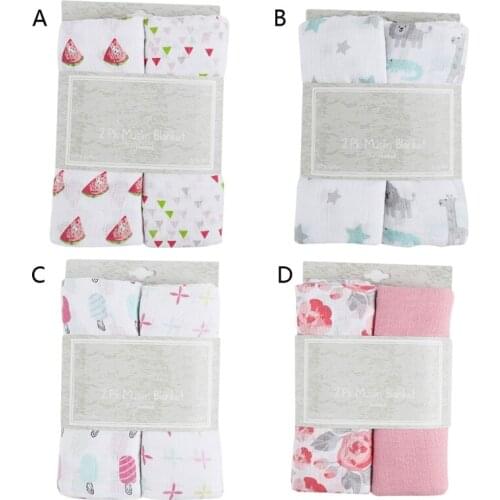 2 Pcs Cotton Baby Blankets Newborn Swaddle Wrap Blanket Sleeping Quilt Bed Cover 24BE