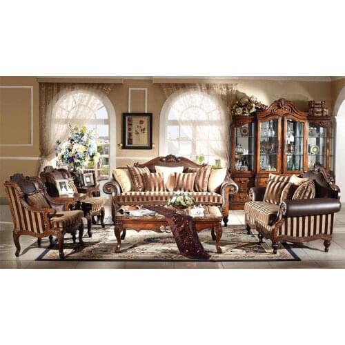 2020 good quality american style latest furniture solid wood sofa Canapé en bois massif de style merican GH52