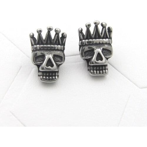 316L Stainless steel Crown Skull Beads 2mm Small Hole Size Charm Spacer Beads for Jewelry Making Men Bracelet DIY Beads