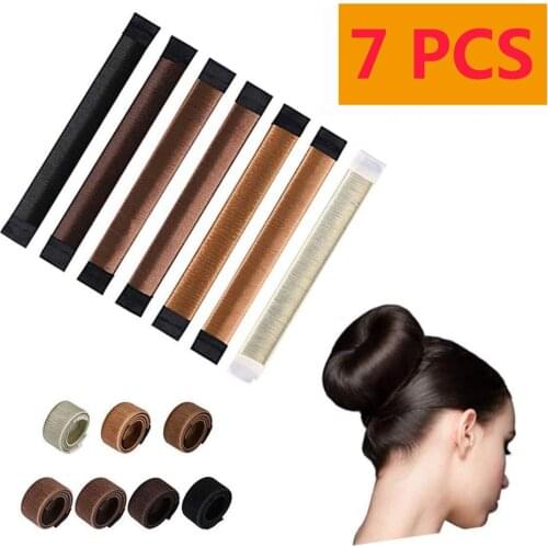 7Pcs/Set French Curler Hair Bands Crash Hair Donut Clap Ring Magic Hairbands Easy Hair Style Making Tools Girls Hair Accessories