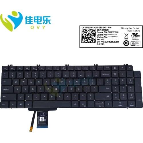 English keyboard for Dell Inspiron 15 7590 7591 7791 2 in 1 00WNM6 DLM18J8 laptop keyboards UI blue with backlight original New