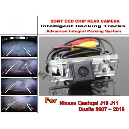 Car Electronic Rear View Camera For Nissan Qashqai J10 J11 Dualis 2007 ~ 2015 License Plate Lamp Integrative Dynamic Path