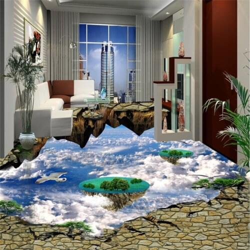 Beibehang floor painting to paste the sky to the floor of the painting to wear mural waterproof wear-resistant home decoratio