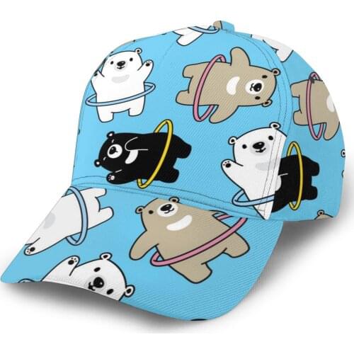CINESSD Cartoon Polar Bear With Hula Hoop Sport Baseball Cap Fashion Men Hat Cap Summer Dad Hat Male Sports Hat