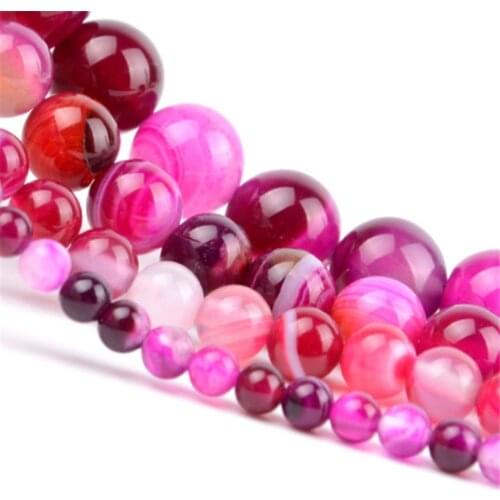 Red Striped Agate Loose Beads 4 6 8 10 MM Pick Size for Jewelry Making
