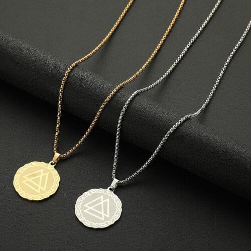 Cxwind Stainless Steel Celtic Valknut Viking Warrior Pendant Necklace Disc Pendants Charm Chain Jewelry for Women Men Choker