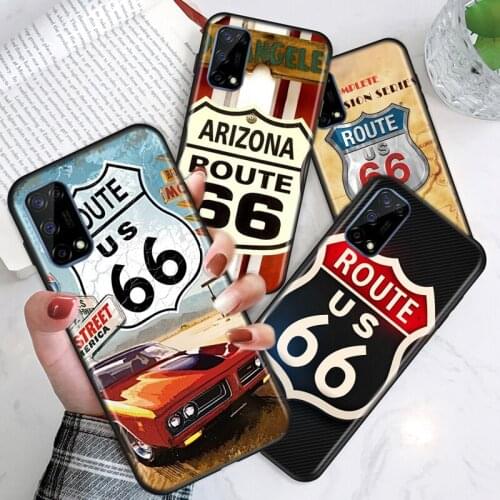 America Route 66 Travel For Realme V15 X50 X7 X3 superzoom X2 C17 C11 C3 7i 7 6i 6S 6 5 Narzo 20 5G Pro Soft Phone Case