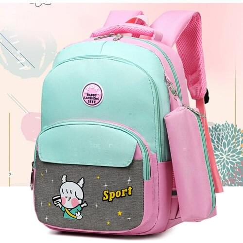 Kids School Bags Children Backpacks for Girls Waterproof Backpack Primary Schoolbag Mochila Bookbag +Pencil case Pink 2-4 Grade