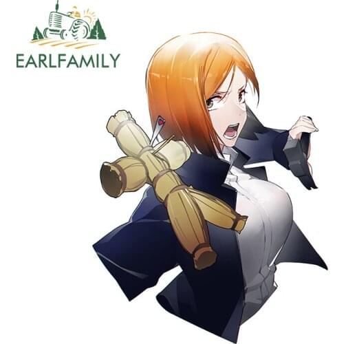 EARLFAMILY 13cm x 9.8cm for Jujutsu Kaisen Kugisaki Nobara Car Assessoires Stickers Vinyl Motorcycle Decal Scratch-Proof Decor