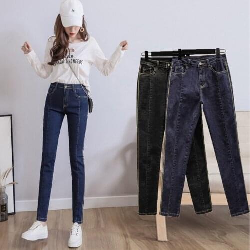 Lente Stretch Skinny Steek Vrouwen Jeans Hoge Taille Patchwork Potlood Broek Vrouwelijke Elastische Slanke Broek Mujer Plus Size