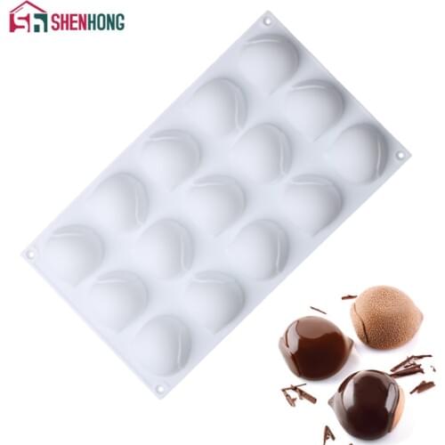 SHENHONG 15 Cavitys Hazelnut Cake Mold Silicone Mousse Decoration Mold For Baking Mould Pastry Dessert Bakeware Homemade Wedding