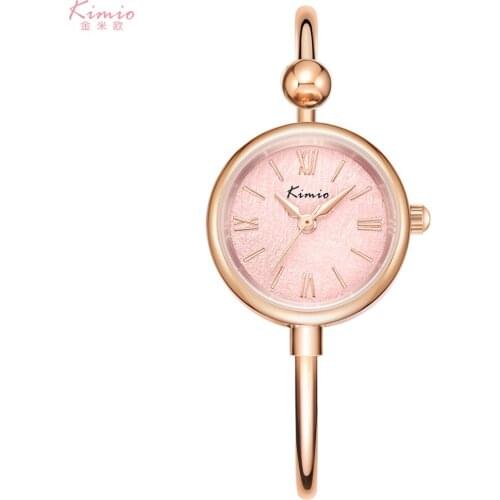 KIMIO Small Gold Bangle Bracelet Luxury Watches Stainless Steel Retro Ladies Quartz Wristwatches Meteorite texture surface Dial