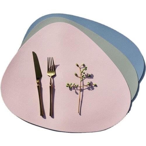 Leather Placemat Tableware Pad Oil Water Resistant Heat Insulation Non-Slip Tablemat Coaster Set for Kitchen Washable Cup Pads