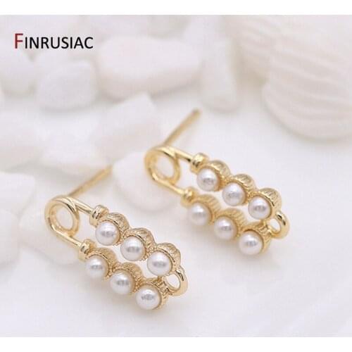 FINRUSIAC 2020 New Korean Fashion High Quality 14K Gold Plated Pearl Earring Hooks for DIY Jewelry Earrings Findings Accessories