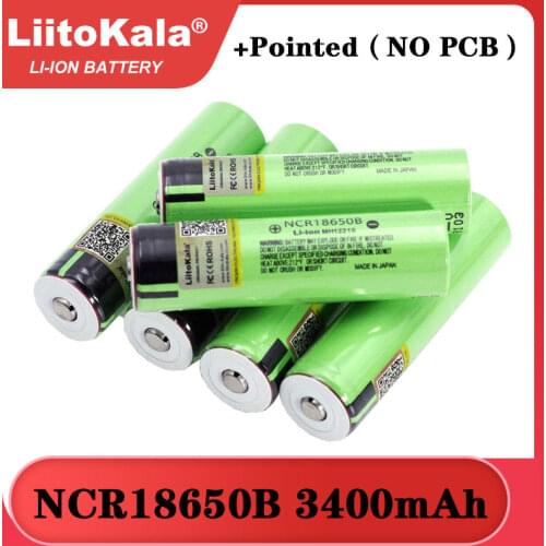 Liitokala new NCR18650B 3.7v 3400 mAh 18650 Lithium Rechargeable Battery with Pointed (No PCB) batteries