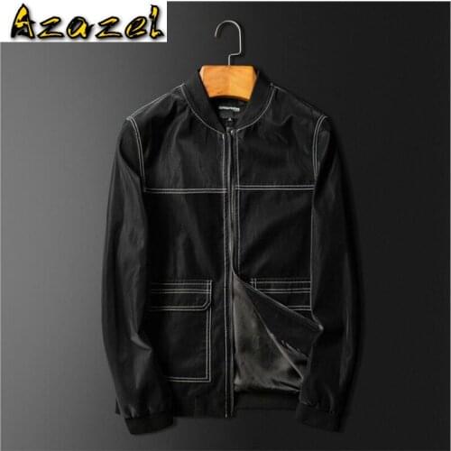 New Autumn Winter Men Personality Baseball collar stand collar Mens Leather jacket Korean Trendy PU Casual all-match jackets