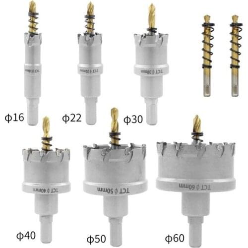 Quality 8pc 16-60mm Titanium Plating TCT Drill Bit Set Carbide Tip Hole Saw Cutter for Wood/Metal Working Core Drill Bit