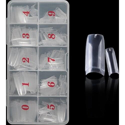 Half Cover False Nails Tips, 500pcs Acrylic Fake Nail Manicure Sets, French Style Artificial Nails with Designs For Nail Art