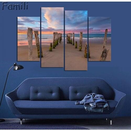 4pcs Wall Pictures Mountain Landscape Painting Art New Zealand Photo Canvas Print Poster For Home & Office Decor No Framed