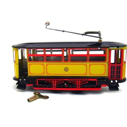 European-style Nostalgic Retro Pole Tram Adult Collection Clockwork Tin Toy Photography Props Decorative Ornaments Handicrafts