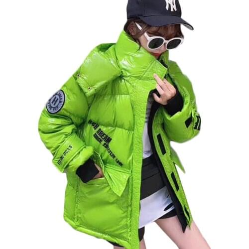 2021 New White Duck Down Glossy No Wash Down Jacket Womens Korean Embroidered Outerwear Winter Warm Cold Couple Overcoat