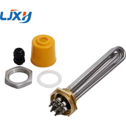 LJXH 220V/380V Immersion Water Heater Pipe DN32 Heating Element 1.2" 42mm Copper Thread 304 Stainless Steel Tube with Locknut