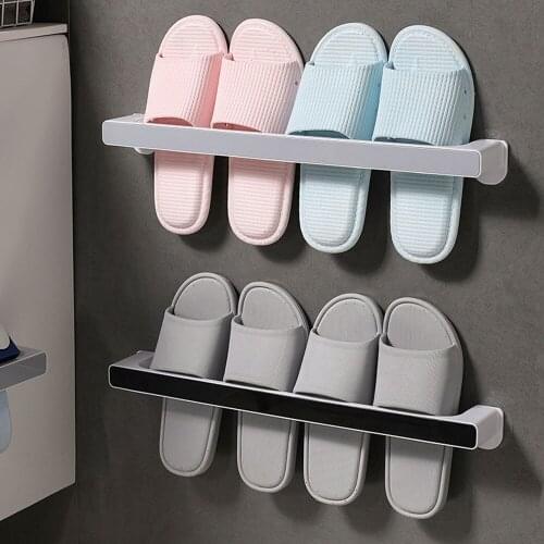 Bathroom Slippers Rack Wall-mounted Toilet Shoe Storage Toilet Free Punch Shoe Rack Shelf Towel Holder Hanging Organizer Shelve