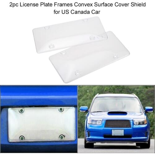 2pc License Plate Frames Convex Surface Cover Shield for US Canada Car