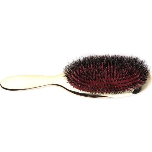 Gold/Sliver Hairdressing Natural Boar Nylon Bristle Hair Brush Styling Comb