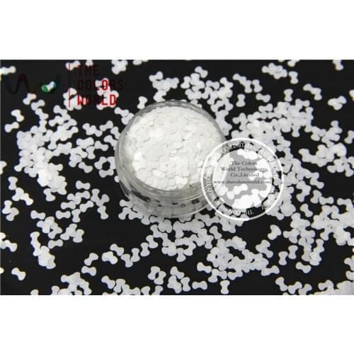 TCM1200 Solvent resistant - Pearlescent White Color Bow Tie-shaped Glitter Spangles for Nail Polish and Other DIY decoration