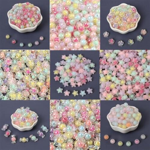 Mixed Acrylic Beads Transparent Inner Colorful Loose Spacer Beads for Needlework Diy Necklace bracelet Jewelry Making Handmade