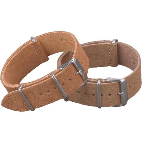EACHE Nato Suede Calfskin Leather Watch Band Straps 20mm 22mm