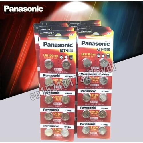 100pcs Panasonic Battery Cell 1.5V AG10 LR1130 Alkaline Button Battery AG10 389 LR54 SR54 SR1130W 189 LR1130 Button Batteries