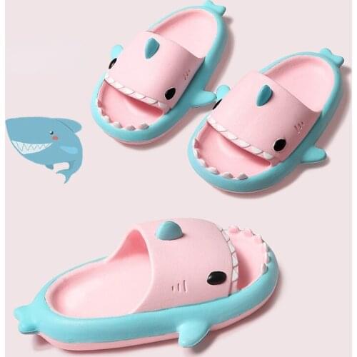 Children Slippers Summer Household Baby Non-slip Soft Bottom Baby Shark Sandals Slippers Beach Shoes Kids Girls Pink Slides