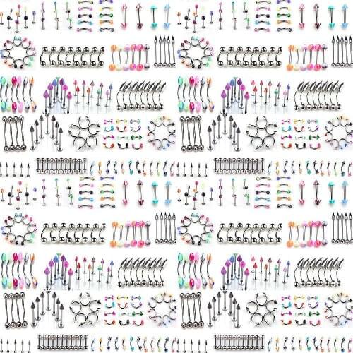 Mixed Styles Barbell Bar Tongue Nipple Piercing Candy Colors Belly Eyebrow Labret Nose Tragus Ring Steel Ball Body Jewelry Oreja