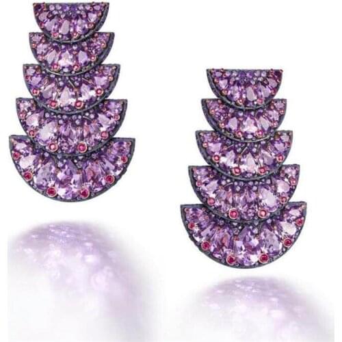 Brand New Luxury Purple Crystal Earrings for Women Girl Daily Party Occasion Top Shiny Jewelry Super Sweet Gift for women