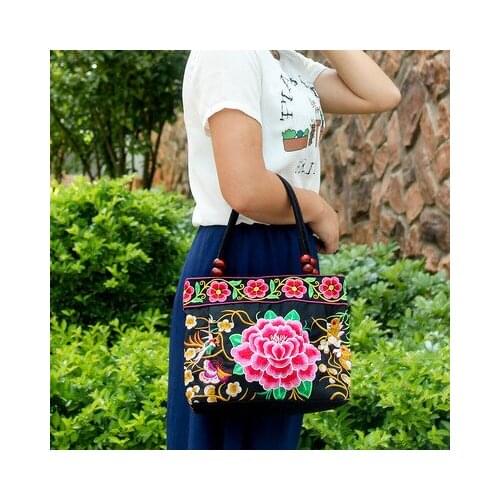 Ethnic Flowers Embroidery Embroidered Bags Ladies Womens Shoulder Shopper Bag Handbag Women Brand Bags Luxury Logo mummy bag