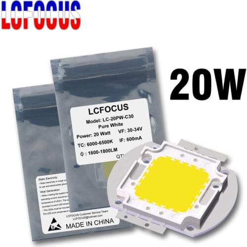 20W High Power LED Chip Natural Cool Warm White 3000K 4000K 6000K 10000K 20000K 30000K SMD COB For DIY Outdoor Wall Foodlight