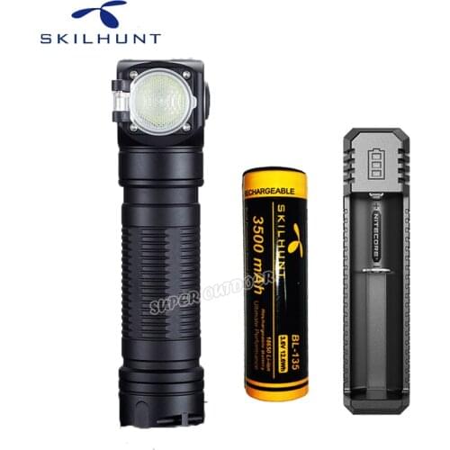 Skilhunt H04 H04R H04F 1200 lumen Two Customized UI USB Magnetic Rechargeable LED flashlight + Headband+battery+charger