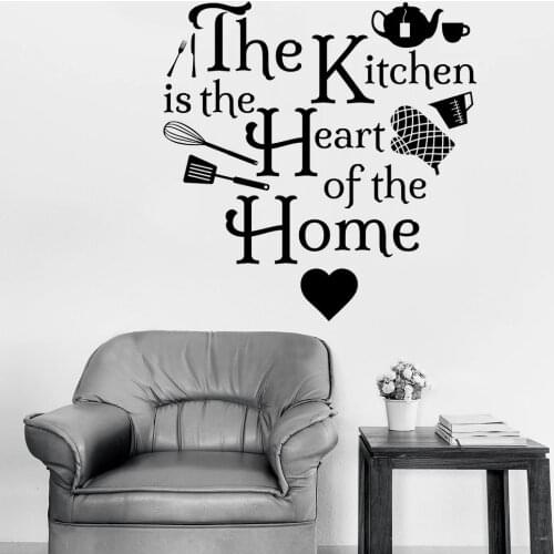 Wall Decal Kitchen is Heart of Home Quote Door Window Vinyl Stickers Art Love Cooking Interior Decor Creatives Wallpaper E320