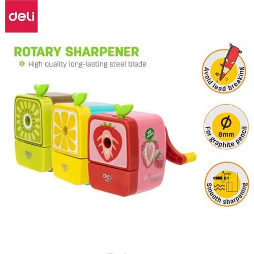 Deli Pencil sharpener fruit manual crank mechanical pencil sharpeners desk gift student class stationery school supplies E0671
