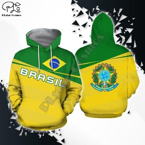 PLstar Cosmos National Emblem Brazil Flag 3D Printed Hoodies Sweatshirts Zip Hooded For Men And Women Casual Streetwear Style-16