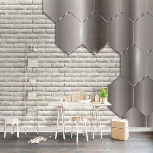 Three-dimensional brick wall metal background wall professional production mural factory wholesale wallpaper poster photo wall
