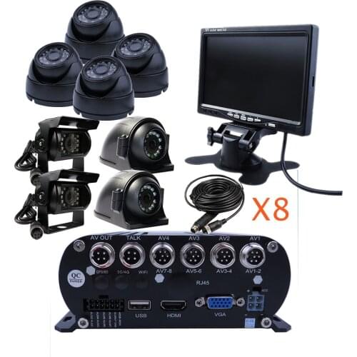 8CH 1080P HDD Mobile Vehicle Car DVR Video Recorder Kit SONY IP69 Rear Side Front 2MP IR Camera for Truck Van Bus RV