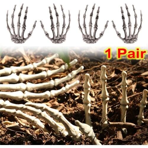 1 Pair Halloween Skeleton Hands Props Plastic Fake Human Hand Bone Zombie Party Terror Scary Props Halloween Decorations