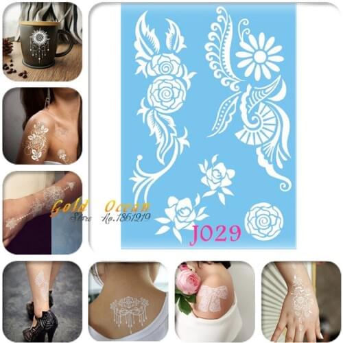 1PC Lotus Temporary Tattoo Stickers White Henna Paster GJ029 Sexy Roses Henna Lace Bracelet Jewerly Design Tattoo White Wings